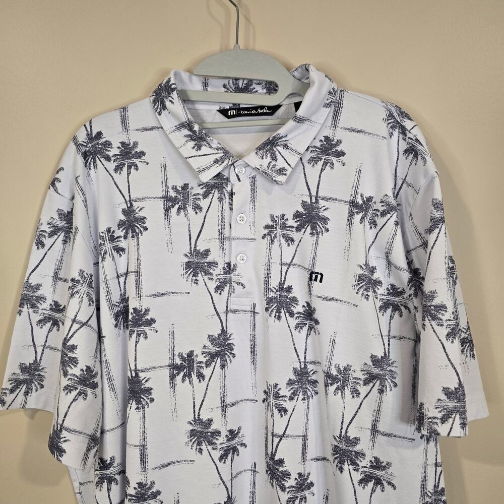 Men's Travis Mathew White & Gray Palm Tree Golf Polo | Size XXL - Picture 3 of 10